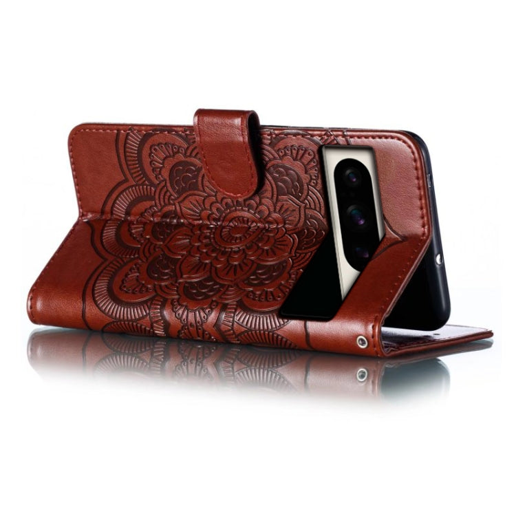 For Google Pixel 8 Pro Sun Mandala Embossing Pattern Phone Leather Case