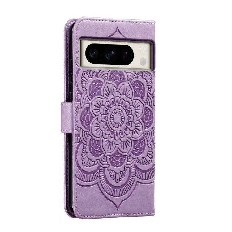 For Google Pixel 8 Pro Sun Mandala Embossing Pattern Phone Leather Case