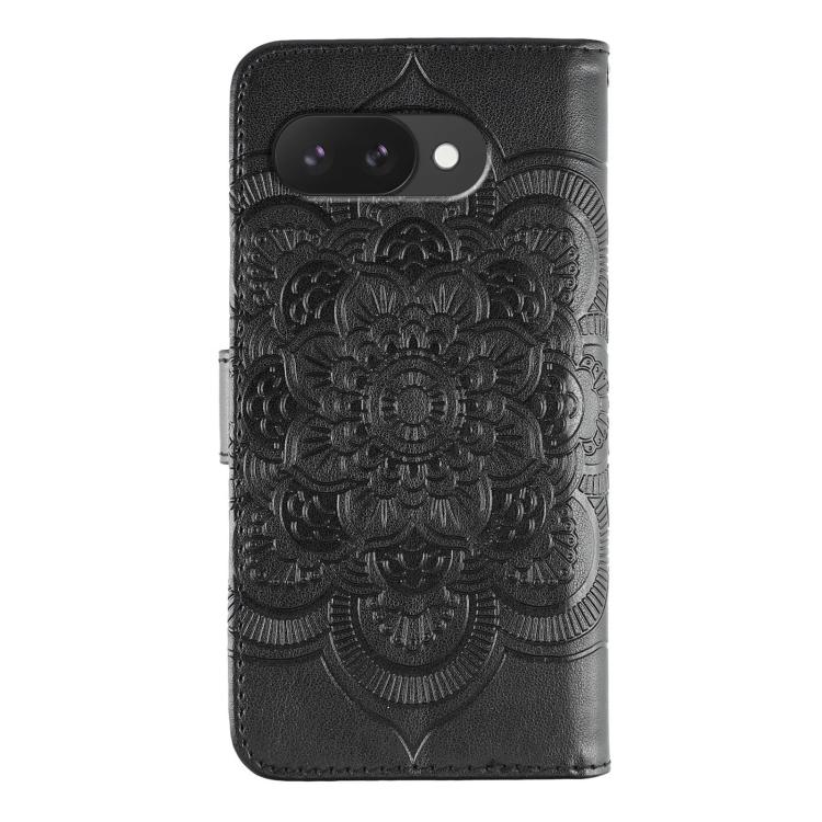 For Google Pixel 9a Sun Mandala Embossing Pattern Phone Leather Case