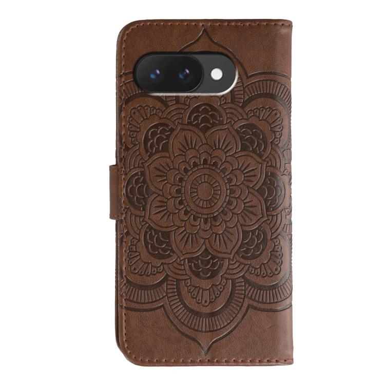 For Google Pixel 9a Sun Mandala Embossing Pattern Phone Leather Case