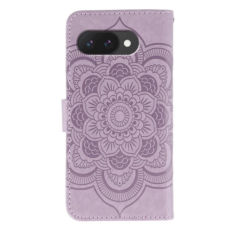 For Google Pixel 9a Sun Mandala Embossing Pattern Phone Leather Case