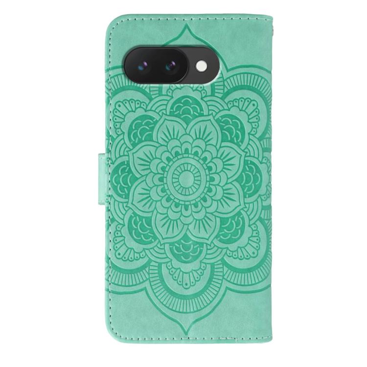 For Google Pixel 9a Sun Mandala Embossing Pattern Phone Leather Case
