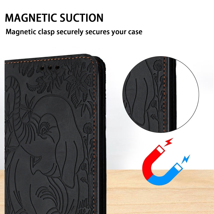 For Xiaomi Redmi 13 4G Retro Elephant Embossed Leather Phone Case