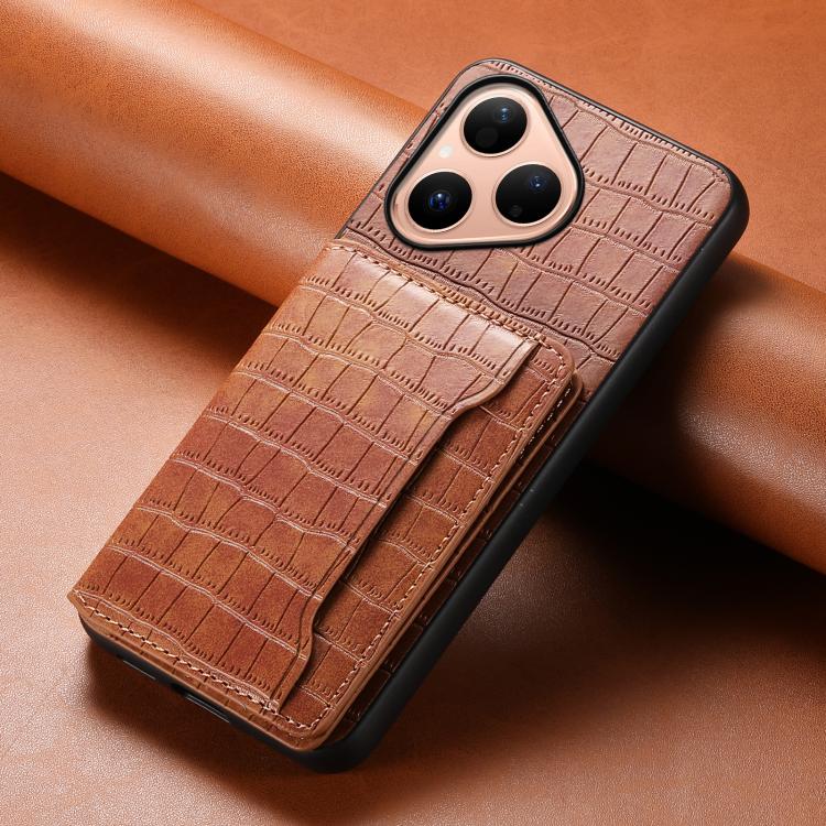 For Huawei Pura 80 5G Crocodile Texture Card Bag Design Full Coverage Phone Case