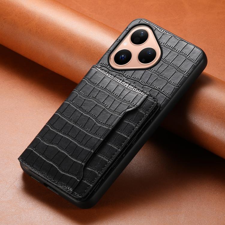For Huawei Pura 80 5G Crocodile Texture Card Bag Design Full Coverage Phone Case
