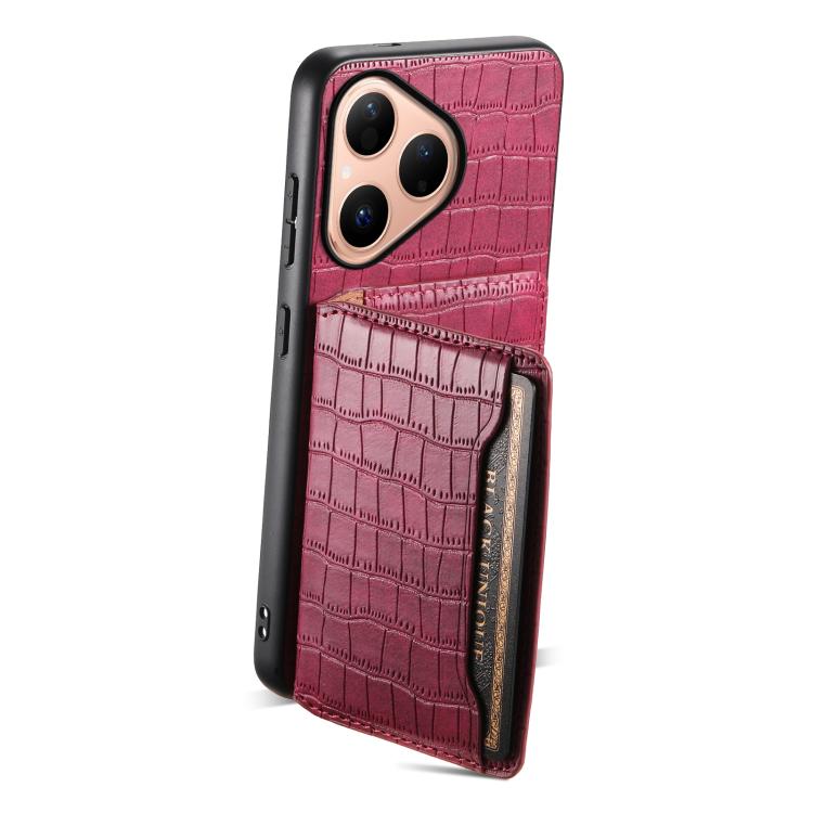 For Huawei Pura 80 5G Crocodile Texture Card Bag Design Full Coverage Phone Case