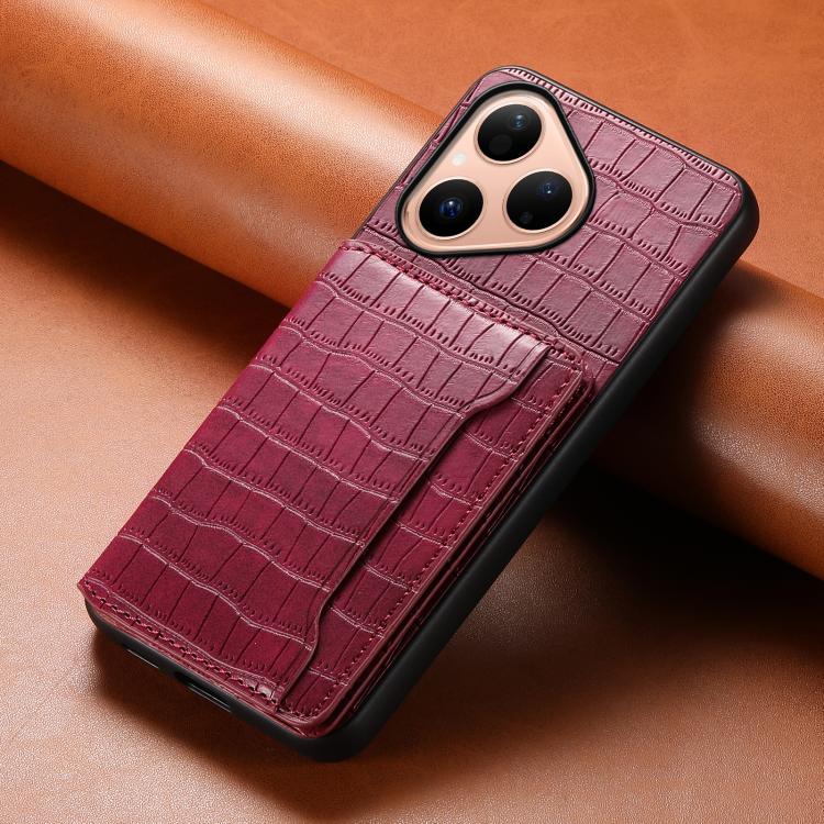 For Huawei Pura 80 5G Crocodile Texture Card Bag Design Full Coverage Phone Case