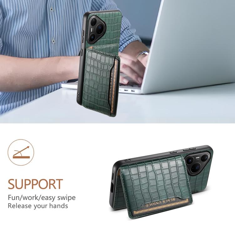 For Huawei Pura 80 Pro / 80 Pro+ 5G Crocodile Texture Card Bag Design Full Coverage Phone Case