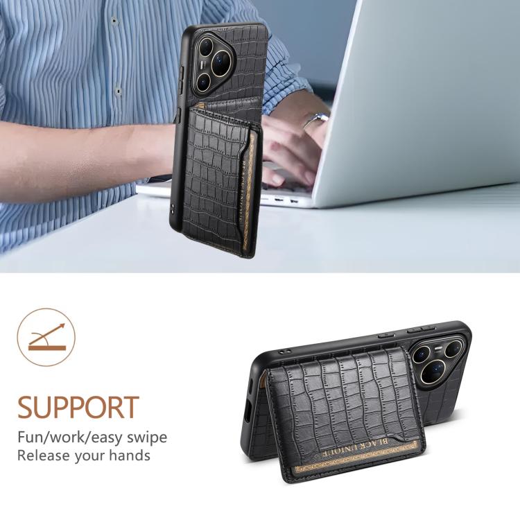 For Huawei Pura 80 Ultra 5G Crocodile Texture Card Bag Design Full Coverage Phone Case