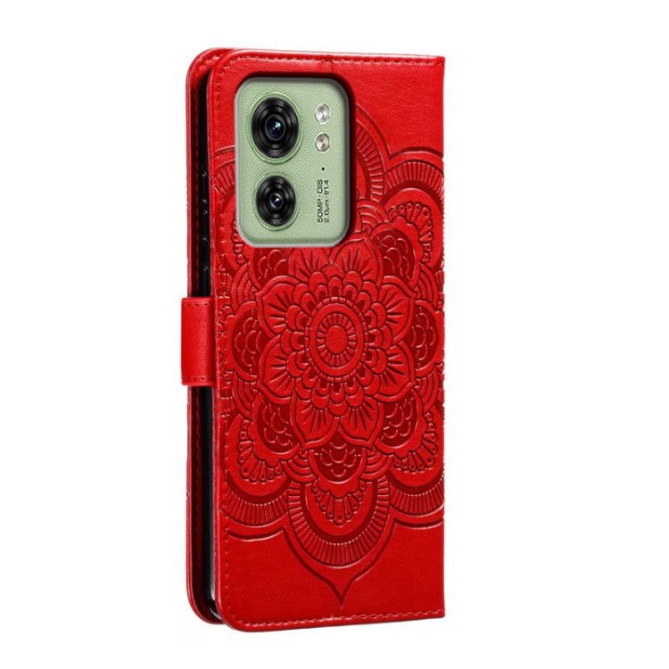 For Motorola Edge 40 Sun Mandala Embossing Pattern Phone Leather Case