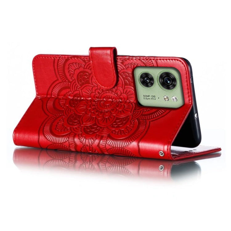 For Motorola Edge 40 Sun Mandala Embossing Pattern Phone Leather Case