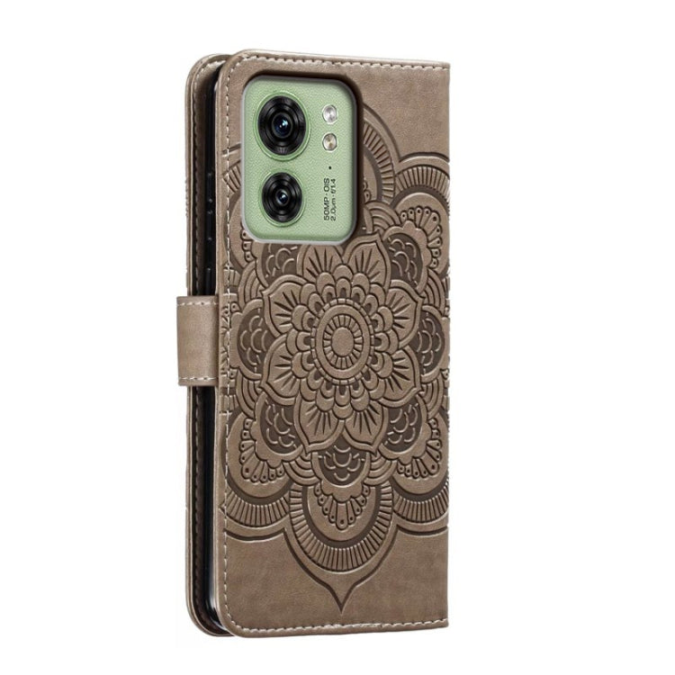 For Motorola Edge 40 Sun Mandala Embossing Pattern Phone Leather Case