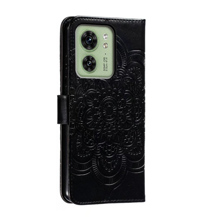 For Motorola Edge 40 Sun Mandala Embossing Pattern Phone Leather Case