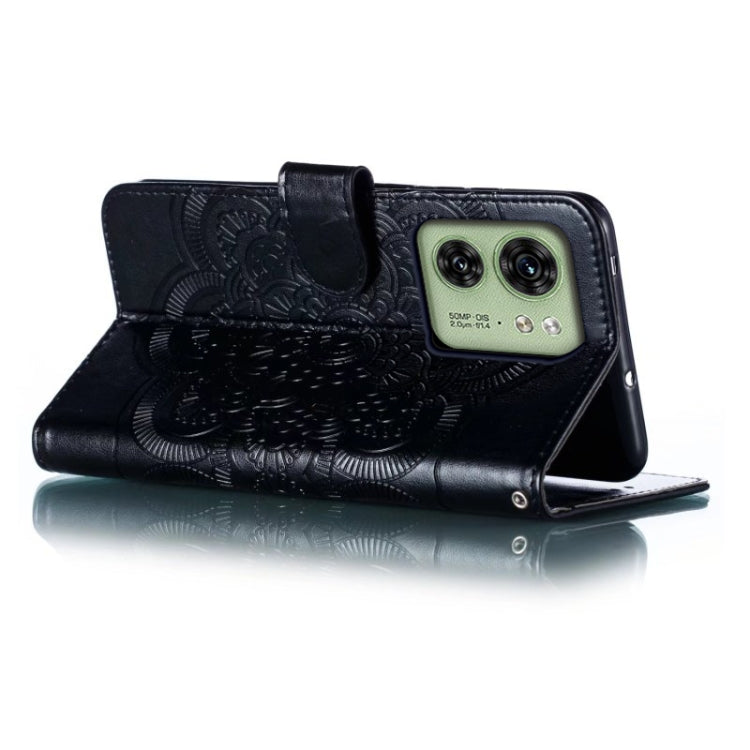For Motorola Edge 40 Sun Mandala Embossing Pattern Phone Leather Case