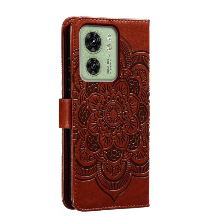 For Motorola Edge 40 Sun Mandala Embossing Pattern Phone Leather Case