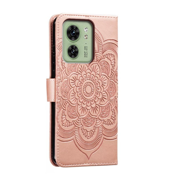 For Motorola Edge 40 Sun Mandala Embossing Pattern Phone Leather Case