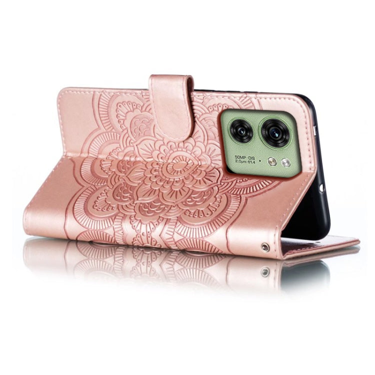 For Motorola Edge 40 Sun Mandala Embossing Pattern Phone Leather Case