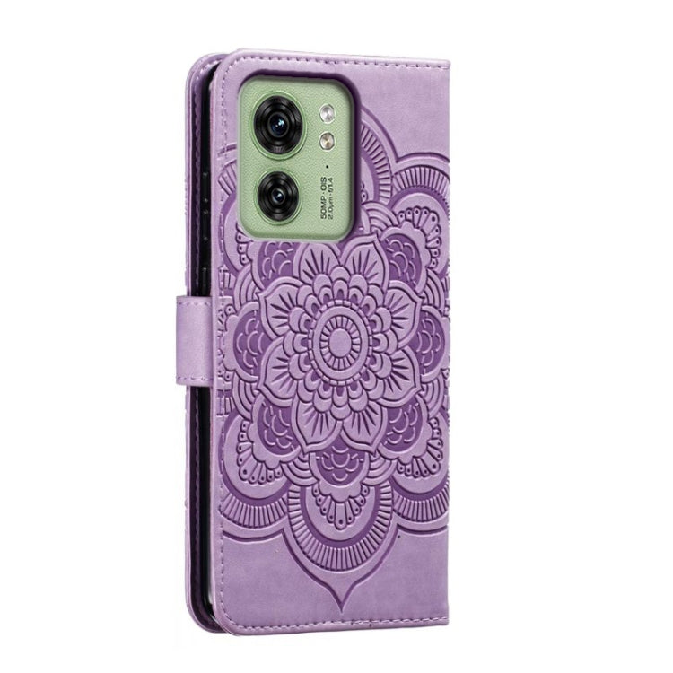 For Motorola Edge 40 Sun Mandala Embossing Pattern Phone Leather Case