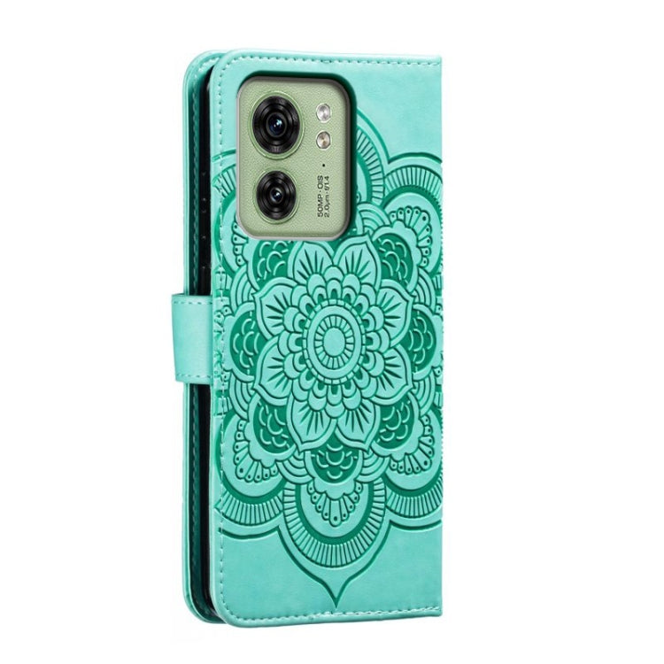 For Motorola Edge 40 Sun Mandala Embossing Pattern Phone Leather Case