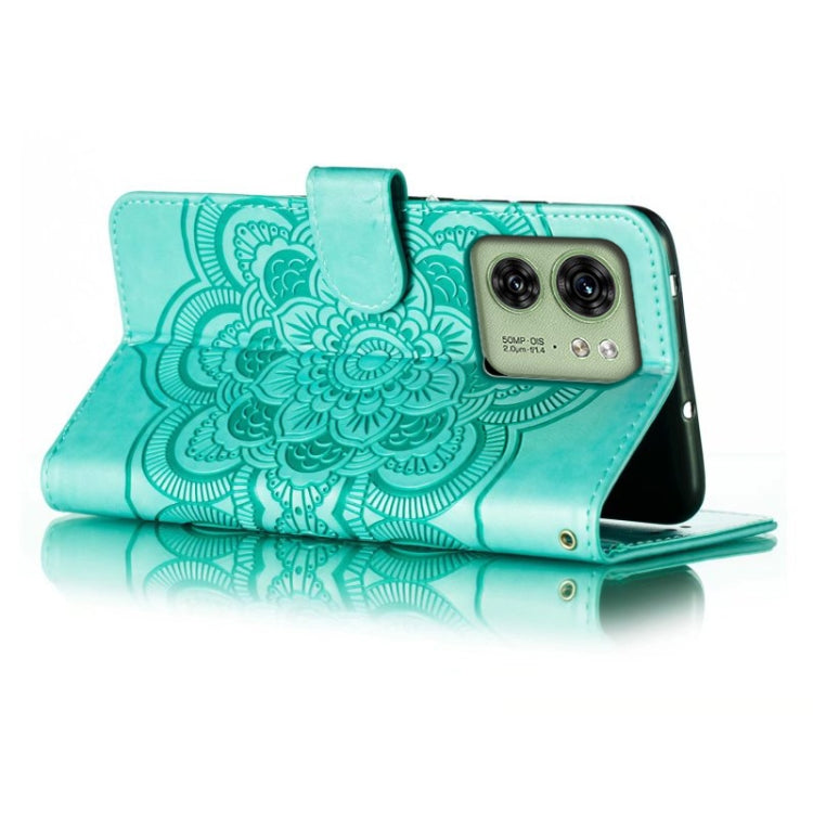 For Motorola Edge 40 Sun Mandala Embossing Pattern Phone Leather Case