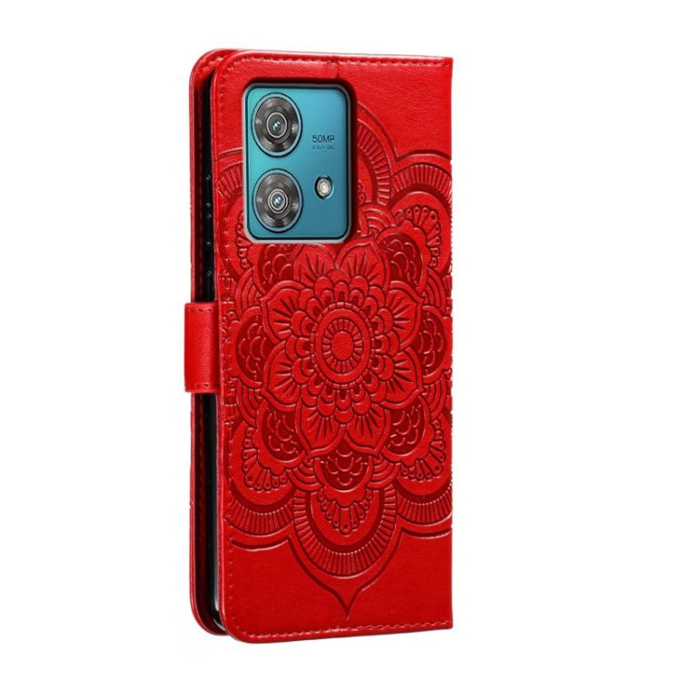 For Motorola Edge 40 Neo Sun Mandala Embossing Pattern Phone Leather Case