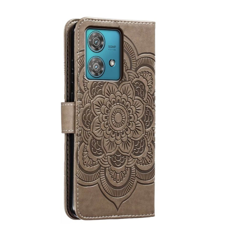 For Motorola Edge 40 Neo Sun Mandala Embossing Pattern Phone Leather Case