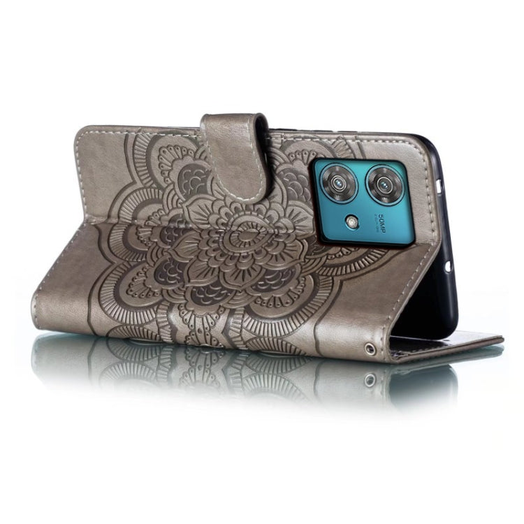 For Motorola Edge 40 Neo Sun Mandala Embossing Pattern Phone Leather Case