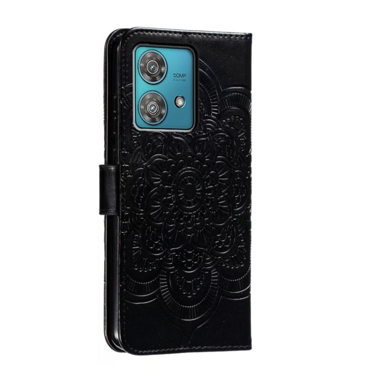 For Motorola Edge 40 Neo Sun Mandala Embossing Pattern Phone Leather Case
