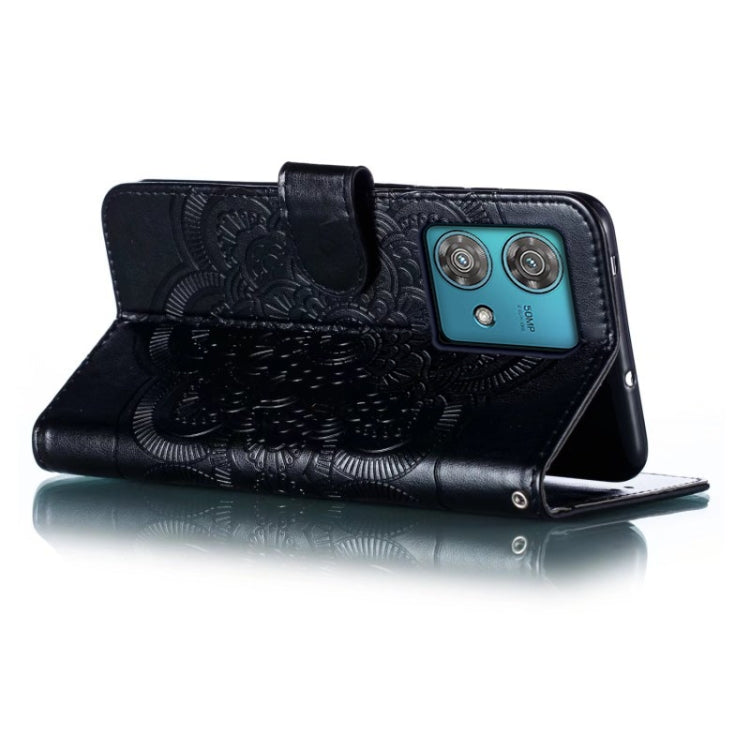 For Motorola Edge 40 Neo Sun Mandala Embossing Pattern Phone Leather Case