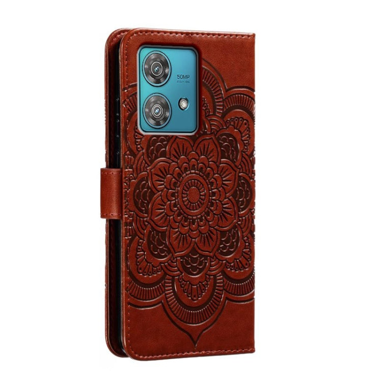 For Motorola Edge 40 Neo Sun Mandala Embossing Pattern Phone Leather Case