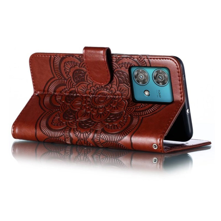 For Motorola Edge 40 Neo Sun Mandala Embossing Pattern Phone Leather Case