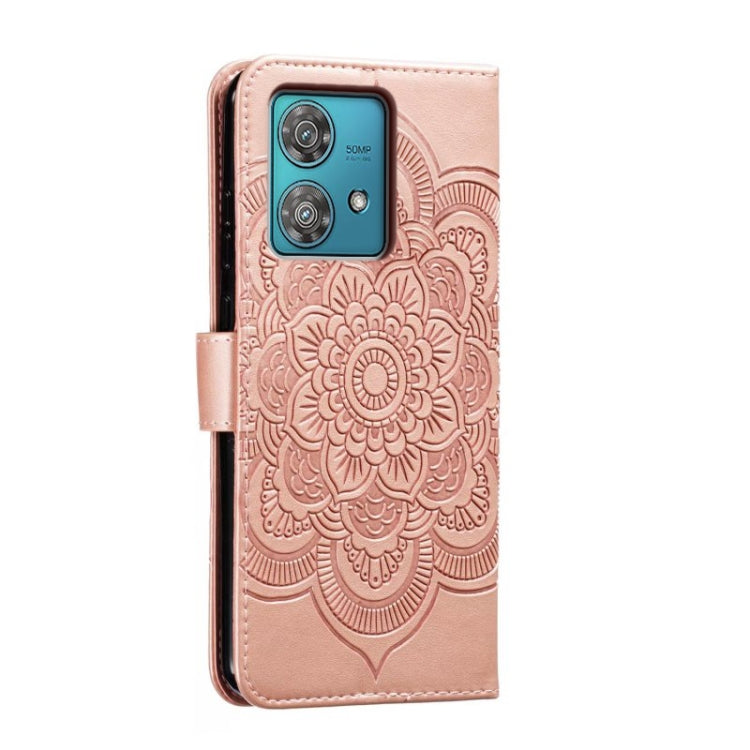 For Motorola Edge 40 Neo Sun Mandala Embossing Pattern Phone Leather Case