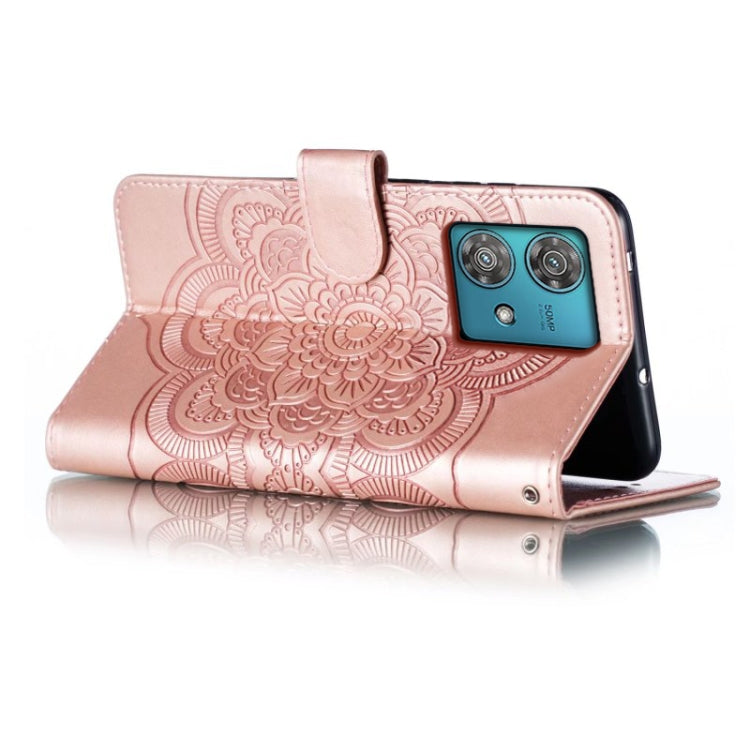 For Motorola Edge 40 Neo Sun Mandala Embossing Pattern Phone Leather Case
