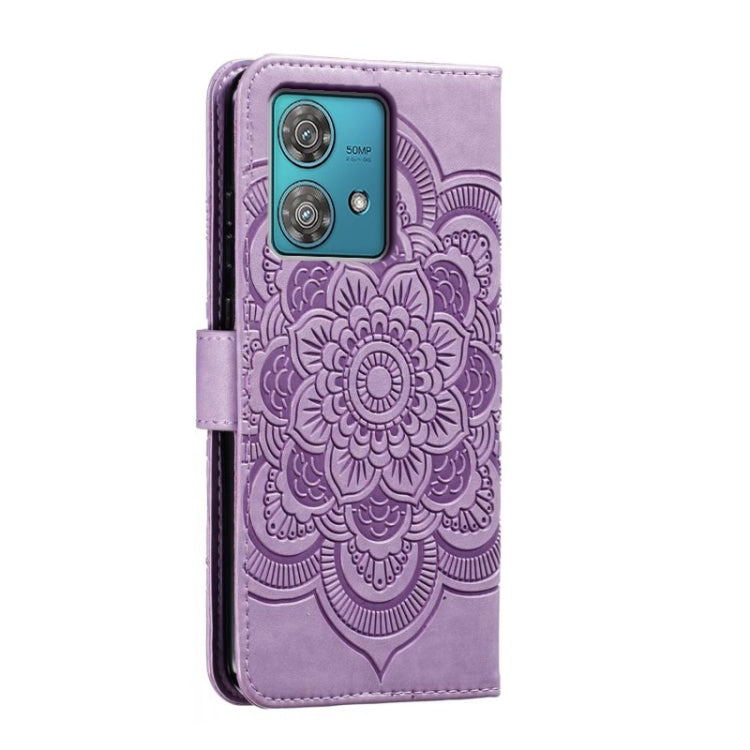 For Motorola Edge 40 Neo Sun Mandala Embossing Pattern Phone Leather Case