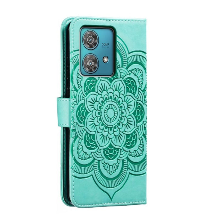 For Motorola Edge 40 Neo Sun Mandala Embossing Pattern Phone Leather Case