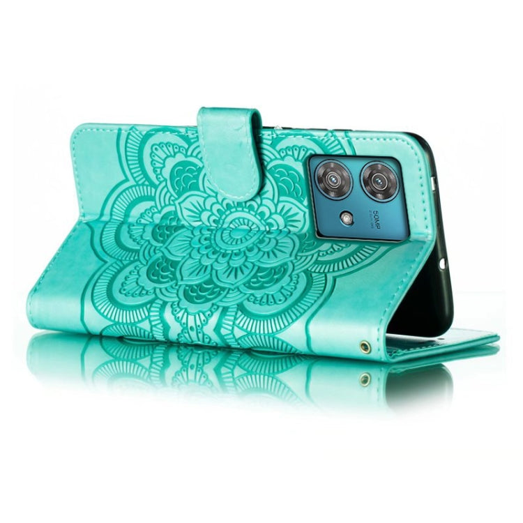 For Motorola Edge 40 Neo Sun Mandala Embossing Pattern Phone Leather Case