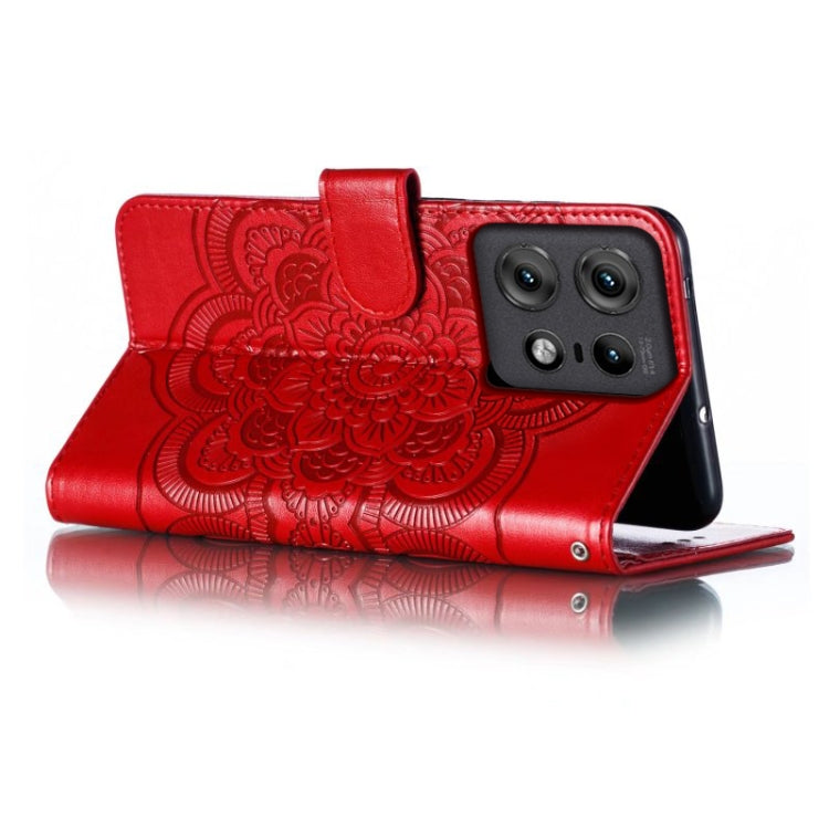 For Motorola Edge 50 Pro Sun Mandala Embossing Pattern Phone Leather Case