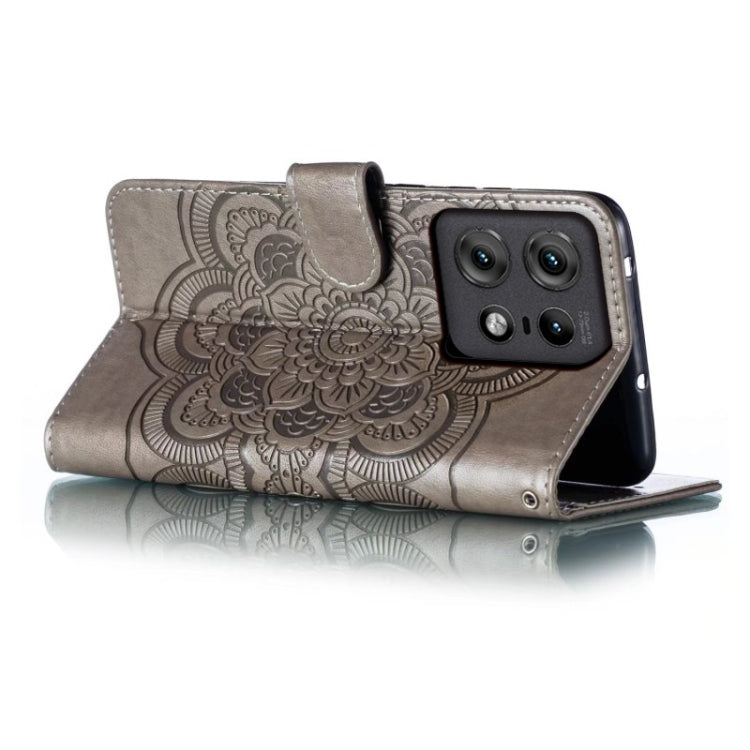 For Motorola Edge 50 Pro Sun Mandala Embossing Pattern Phone Leather Case