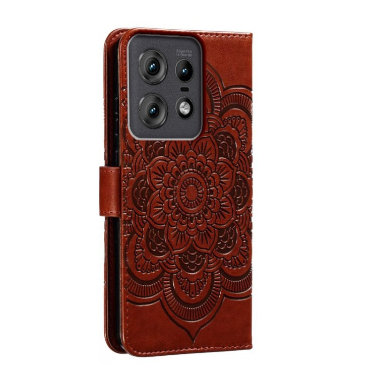 For Motorola Edge 50 Pro Sun Mandala Embossing Pattern Phone Leather Case