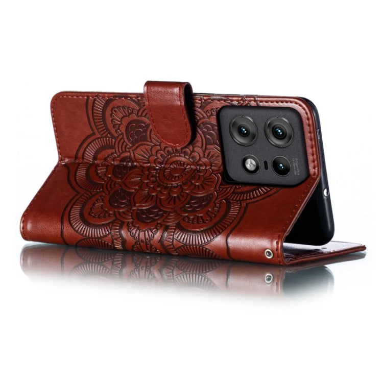 For Motorola Edge 50 Pro Sun Mandala Embossing Pattern Phone Leather Case