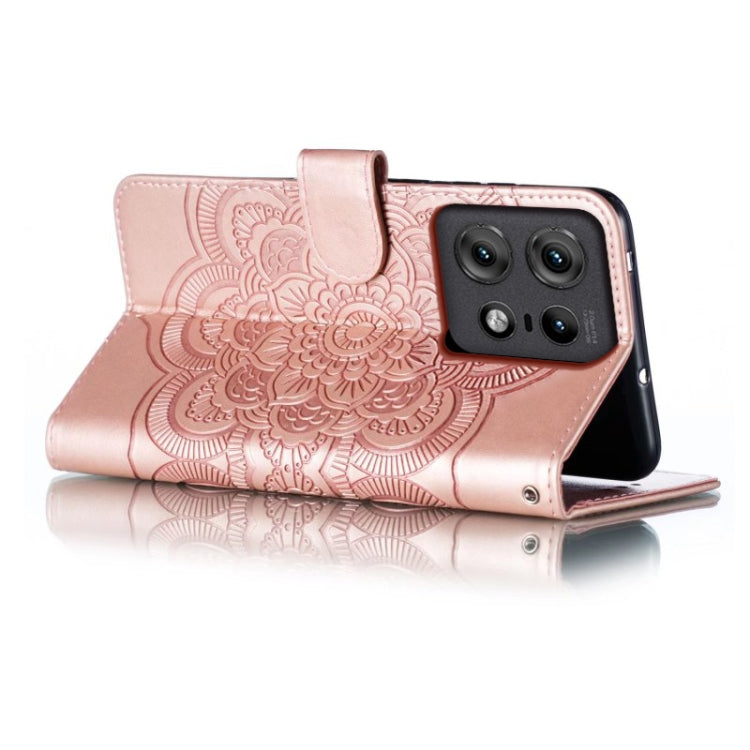 For Motorola Edge 50 Pro Sun Mandala Embossing Pattern Phone Leather Case