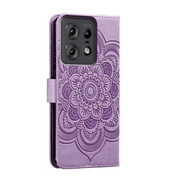 For Motorola Edge 50 Pro Sun Mandala Embossing Pattern Phone Leather Case