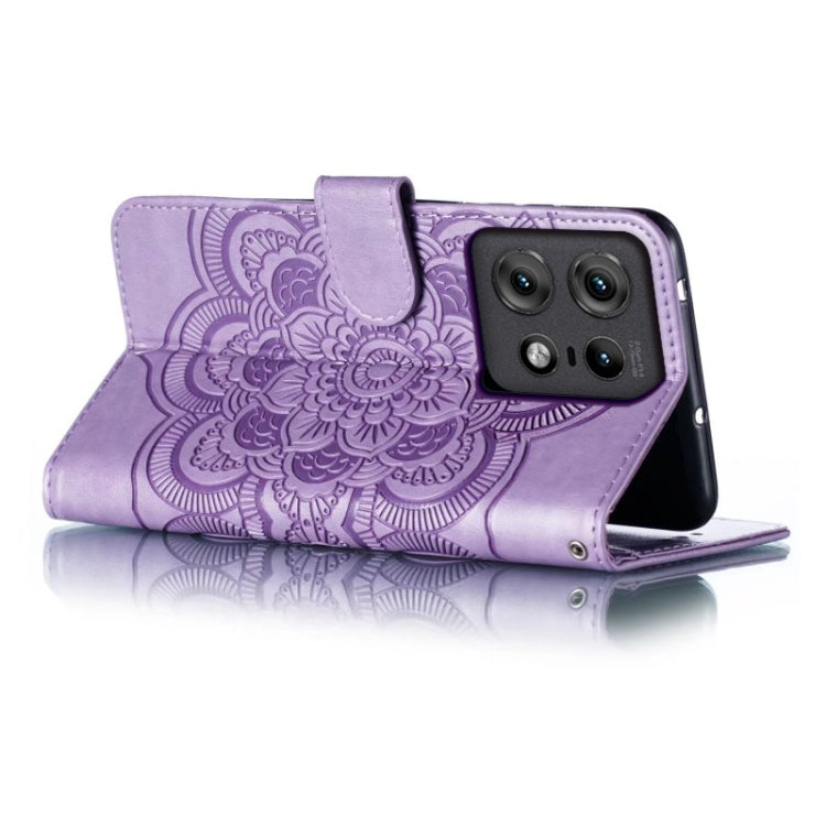 For Motorola Edge 50 Pro Sun Mandala Embossing Pattern Phone Leather Case