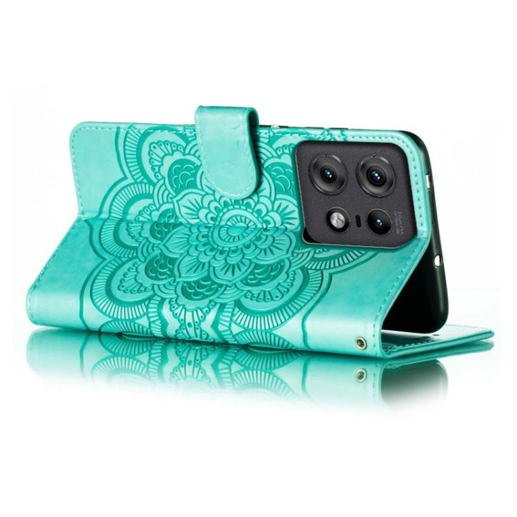 For Motorola Edge 50 Pro Sun Mandala Embossing Pattern Phone Leather Case