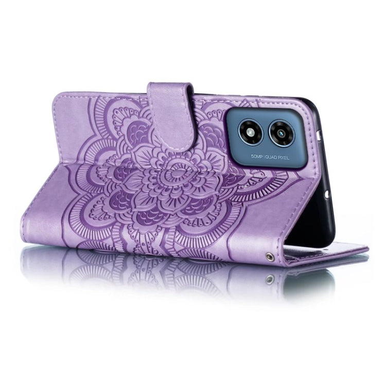 For Motorola Moto G Play 2024 Sun Mandala Embossing Pattern Phone Leather Case