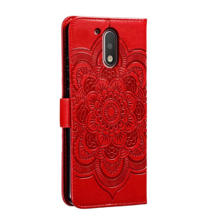For Motorola Moto G4 Sun Mandala Embossing Pattern Phone Leather Case
