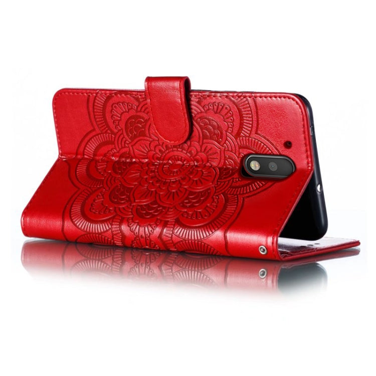 For Motorola Moto G4 Sun Mandala Embossing Pattern Phone Leather Case