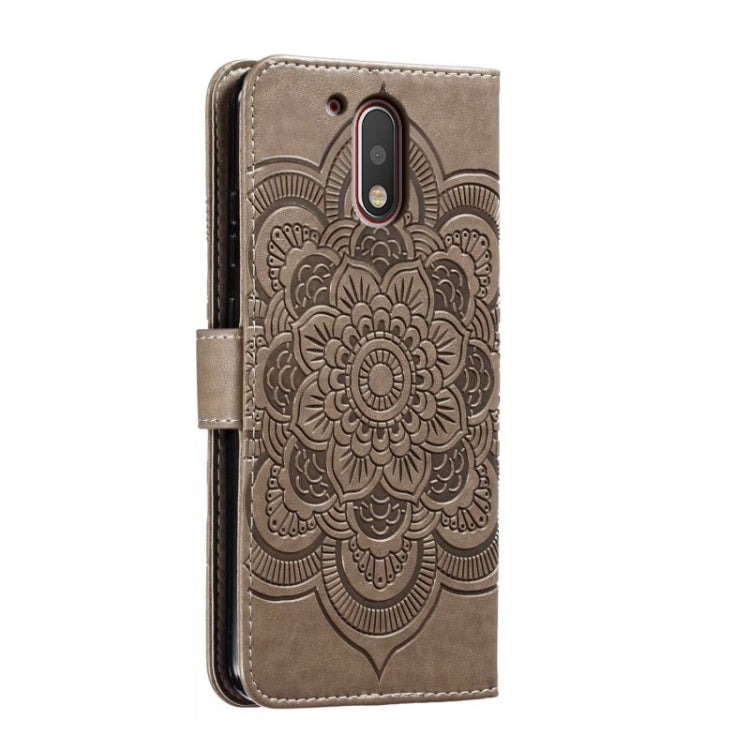 For Motorola Moto G4 Sun Mandala Embossing Pattern Phone Leather Case