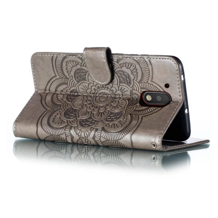 For Motorola Moto G4 Sun Mandala Embossing Pattern Phone Leather Case