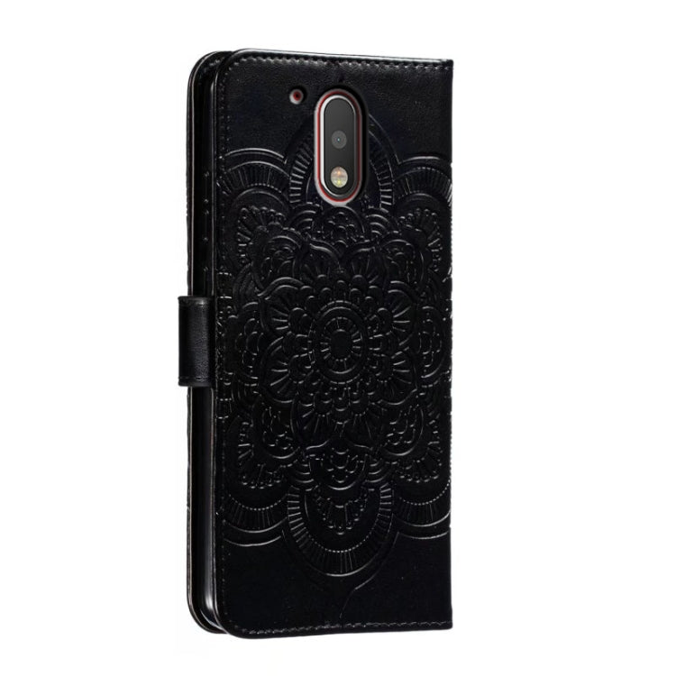 For Motorola Moto G4 Sun Mandala Embossing Pattern Phone Leather Case